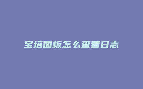 宝塔面板怎么查看日志