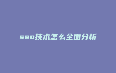 seo技术怎么全面分析