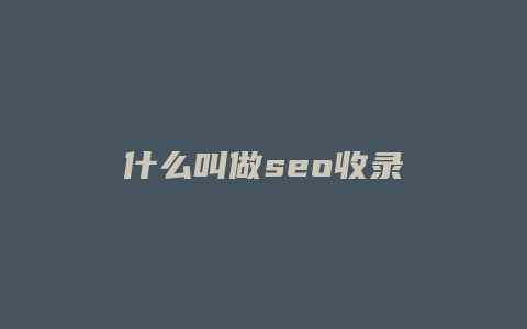 什么叫做seo收录