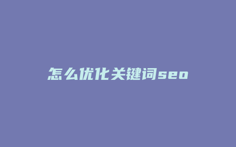 怎么优化关键词seo