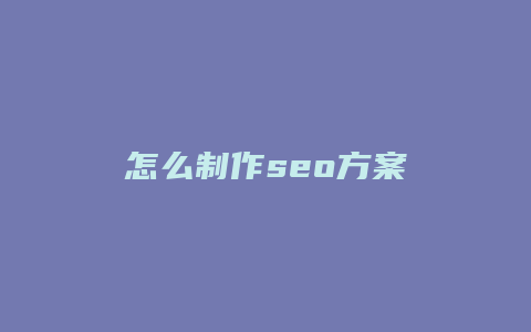 怎么制作seo方案