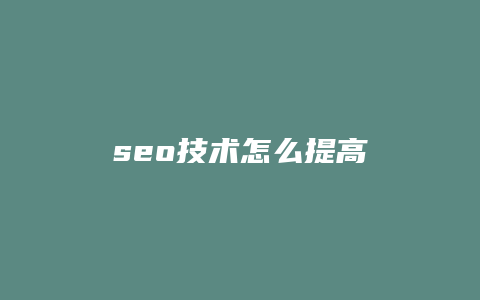 seo技术怎么提高