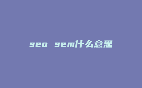 seo sem什么意思