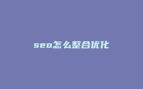 seo怎么整合优化