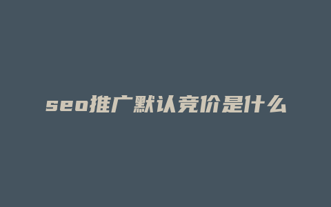 seo推广默认竞价是什么