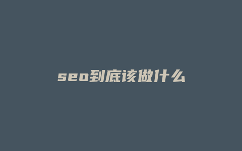 seo到底该做什么