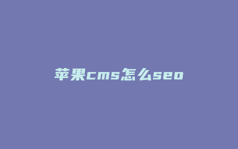 苹果cms怎么seo
