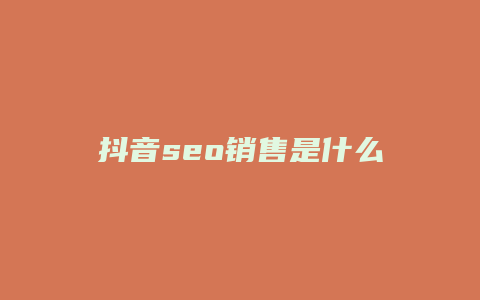 抖音seo销售是什么