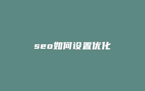 seo如何设置优化