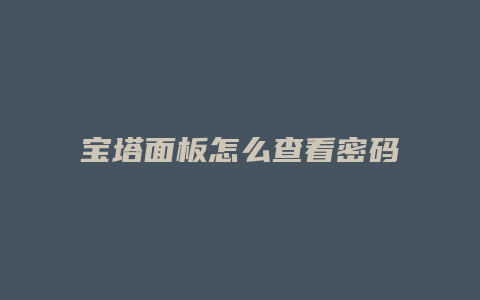 宝塔面板怎么查看密码