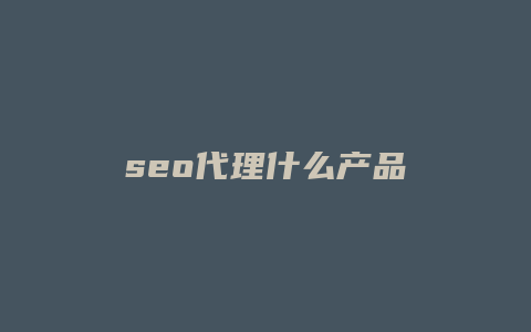 seo代理什么产品