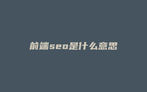 前端seo是什么意思