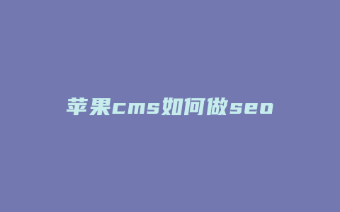 苹果cms如何做seo