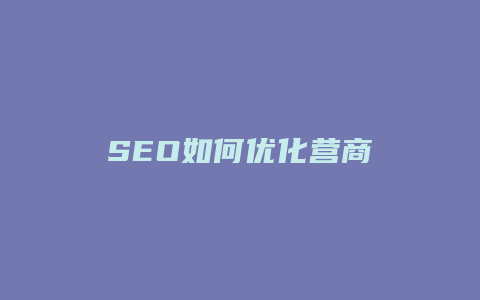 SEO如何优化营商