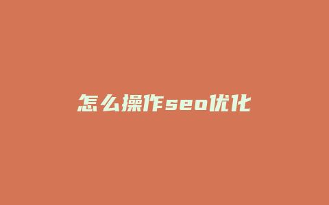 怎么操作seo优化