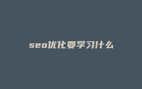 seo优化要学习什么