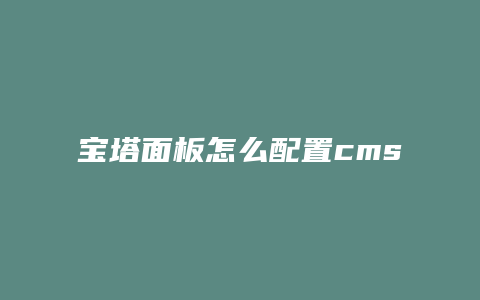宝塔面板怎么配置cms