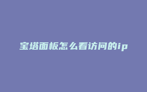 宝塔面板怎么看访问的ip