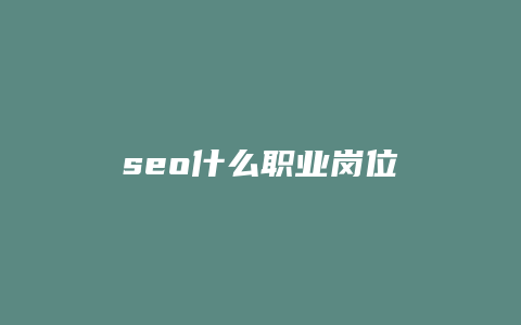 seo什么职业岗位