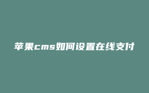 苹果cms如何设置在线支付