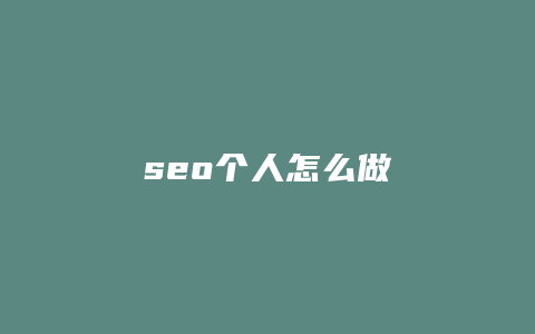 seo个人怎么做