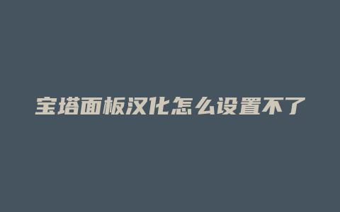宝塔面板汉化怎么设置不了