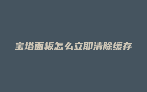 宝塔面板怎么立即清除缓存