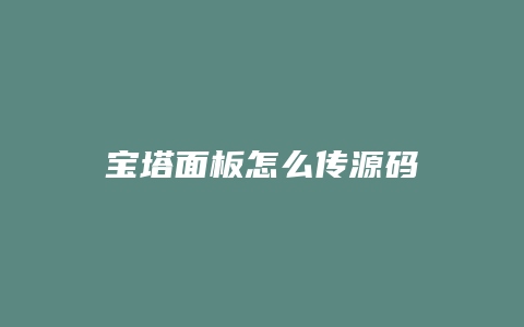 宝塔面板怎么传源码