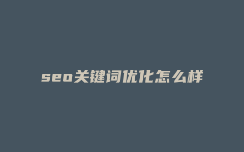 seo关键词优化怎么样