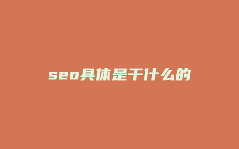 seo具体是干什么的