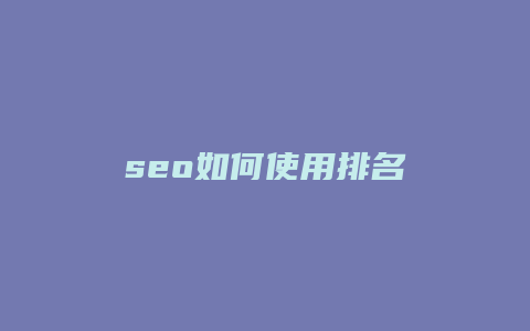 seo如何使用排名
