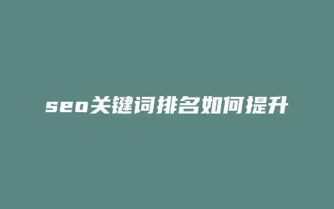 seo关键词排名如何提升