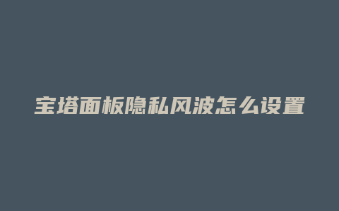 宝塔面板隐私风波怎么设置
