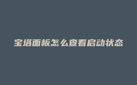 宝塔面板怎么查看启动状态