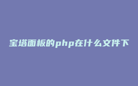 宝塔面板的php在什么文件下