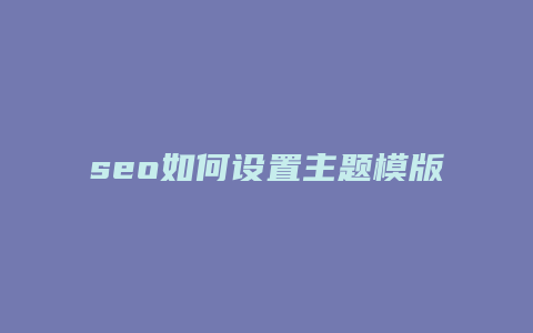 seo如何设置主题模版