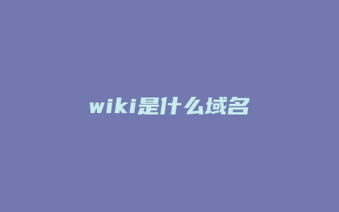 wiki是什么域名