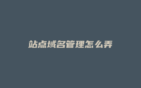 站点域名管理怎么弄