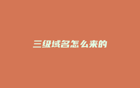 三级域名怎么来的