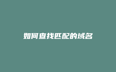 如何查找匹配的域名
