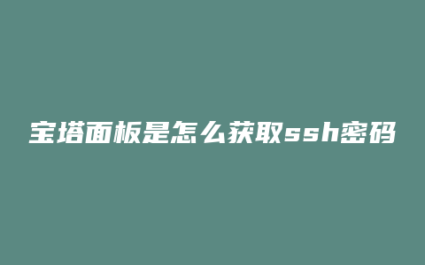 宝塔面板是怎么获取ssh密码