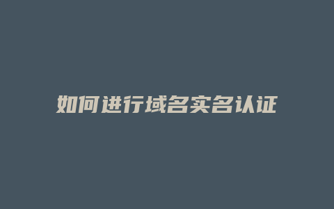 如何进行域名实名认证