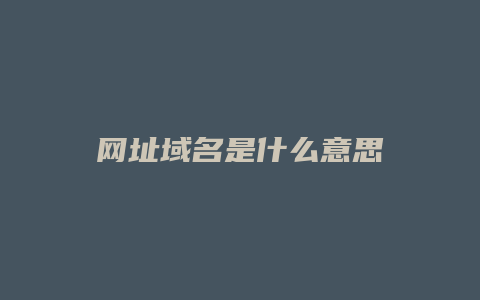 网址域名是什么意思