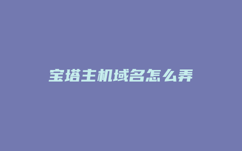 宝塔主机域名怎么弄