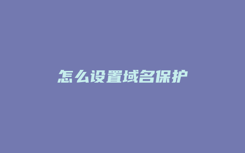 怎么设置域名保护