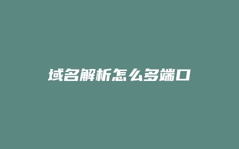 域名解析怎么多端口