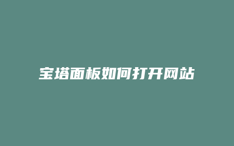宝塔面板如何打开网站