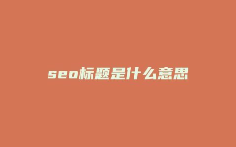 seo标题是什么意思