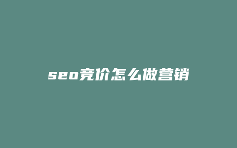 seo竞价怎么做营销