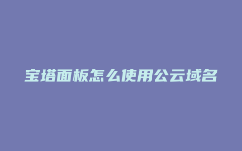 宝塔面板怎么使用公云域名